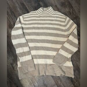 Industry Republic Striped Sweater Cowl Neck Cream Large